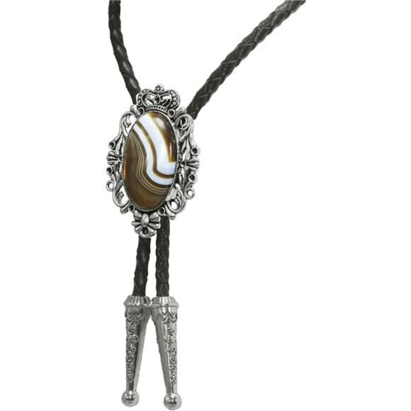 Bolo Tie Natural Colors Stone Brown Stone - Picture 4 of 6